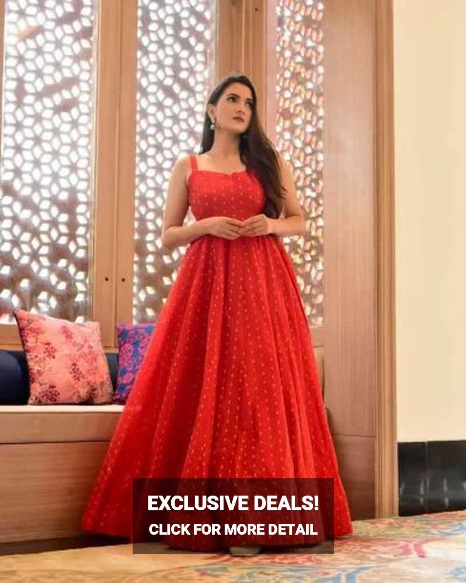 Cotton Printed Anarkali Gowns Dress, Sleeveless, Red at Rs 565 in ...