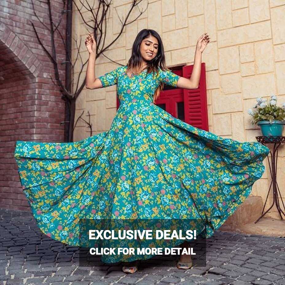 Cotton Printed Maxi Dress Look simply beautiful adorning this ...