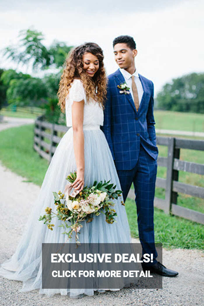 Country Style Two Piece Lace Tulle Wedding Dress, MW535 | Musebridals