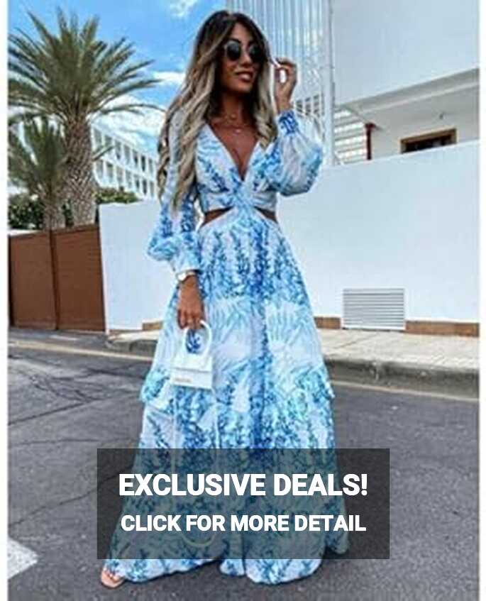 Crazy Fashion Ladies Long Sleeve Summer Dresses Cut Out Maxi Dress ...