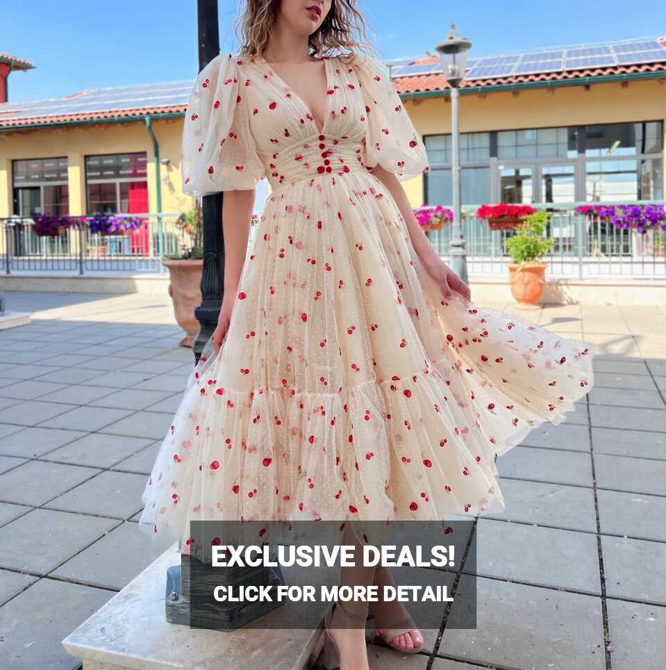 Cream Cherry Midi Dress | Teuta Matoshi