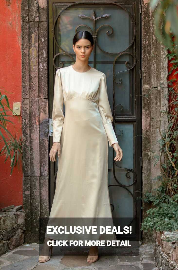 Cream Satin Long Sleeve Maxi Dress – Urban Modesty