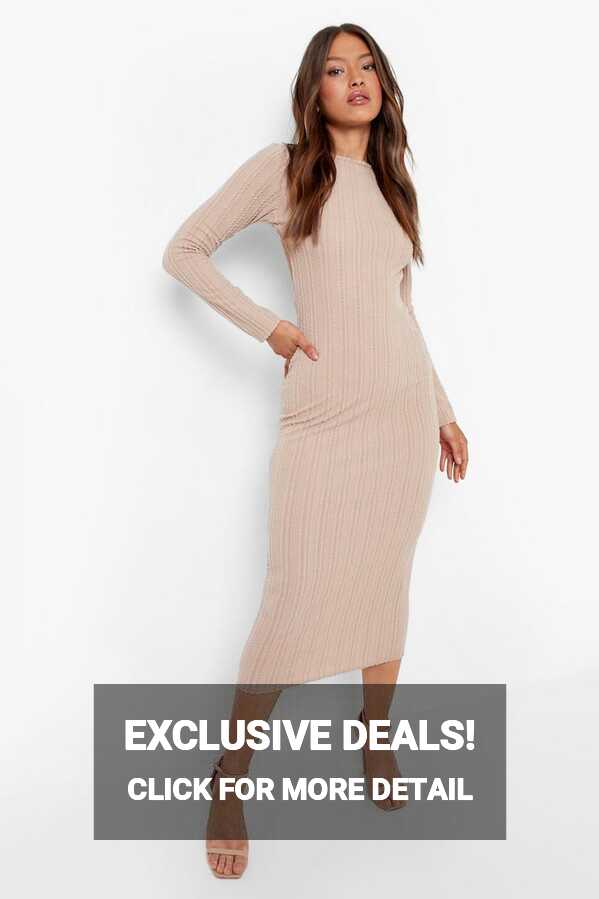 Crinkle Rib Long Sleeve Bodycon Dress | boohoo NO