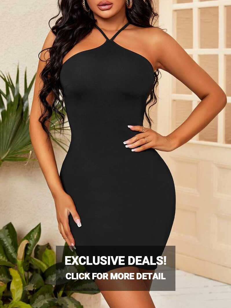 Criss-cross Tie Backless Bodycon Dress | SHEIN USA