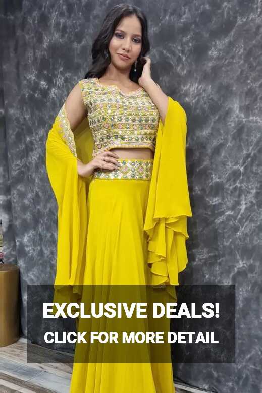 Crop Top Sharara with Shrug Dress In Yellow – Spend Worth Clothing ...