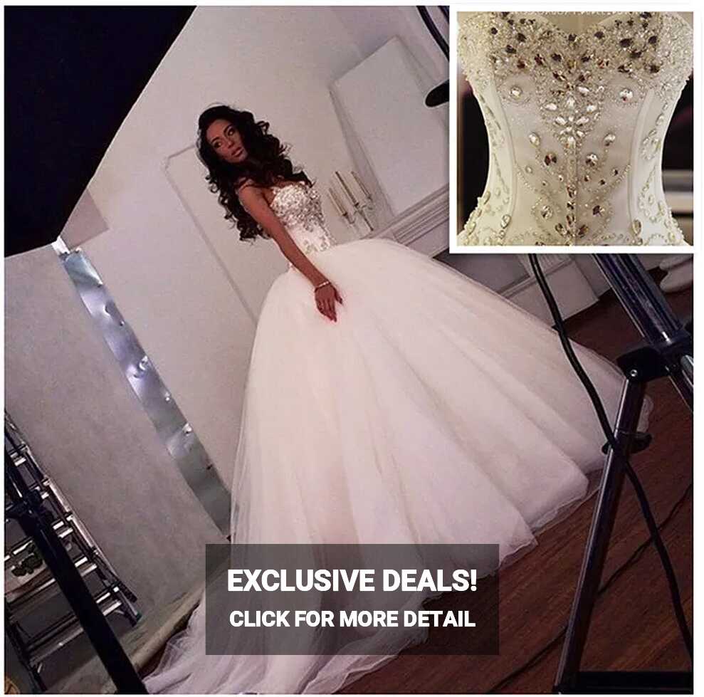 Crystal Lace Up Princess Corset Ballgown Wedding Dress With ...