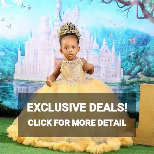 Custom Ball Gown Yellow Fluffy Tulle Infant Girl Birthday Dresses ...