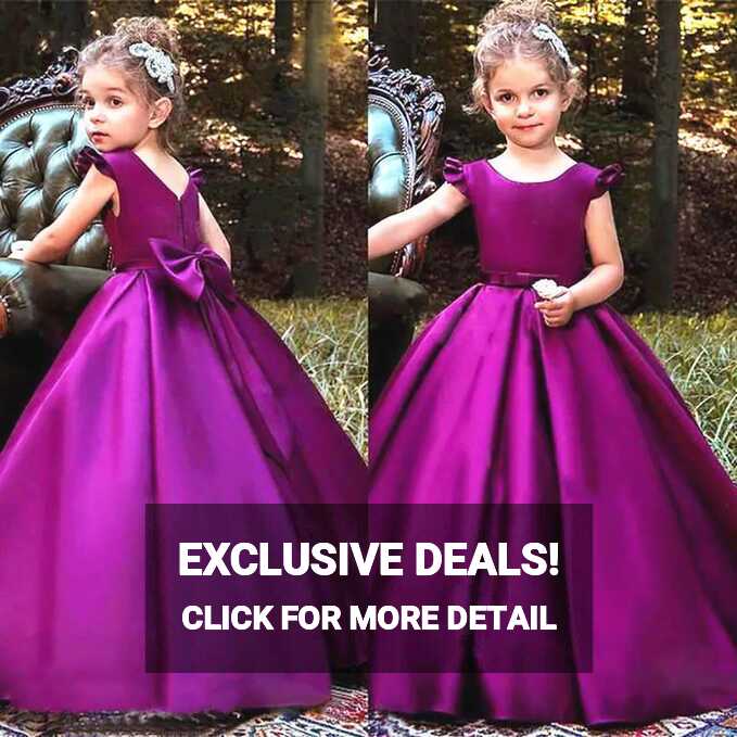 Custom Made Ball Gown Purple Little Girls Pageant Dress Cap Sleeve ...