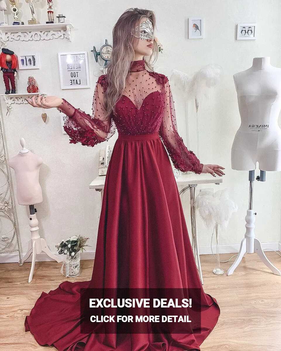 Custom Made Dark Red Red Backless Prom Dress With High Heels, Lace ...