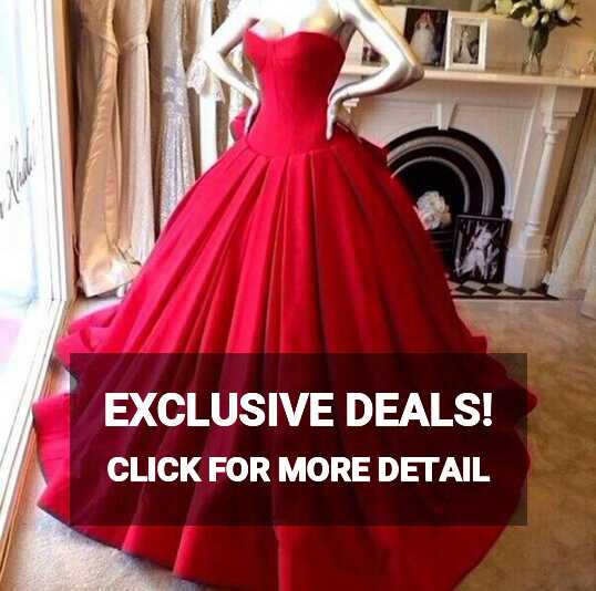 Custom Made Red Ball Gown Prom Dresses 2024 Long Satin Wedding ...