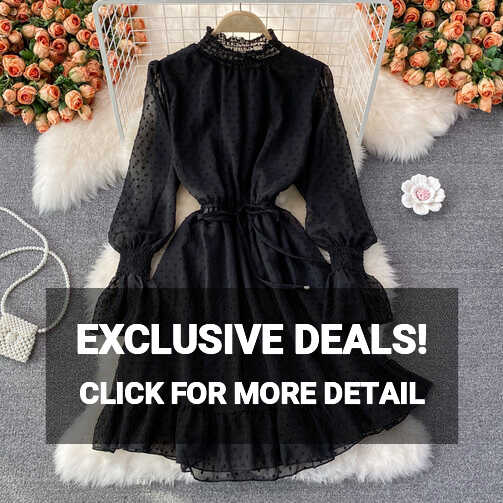 Cute A Line Long Sleeve Dress Black Dress on Luulla