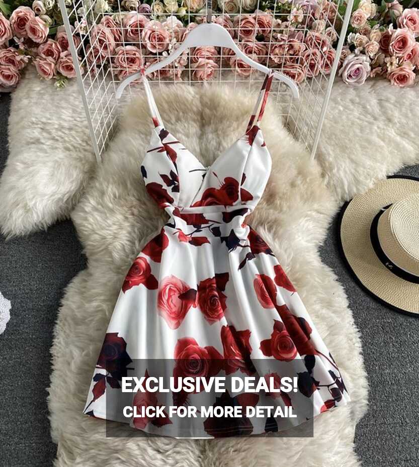 Cute A line floral dress short dress | Floral dresses short, Short ...