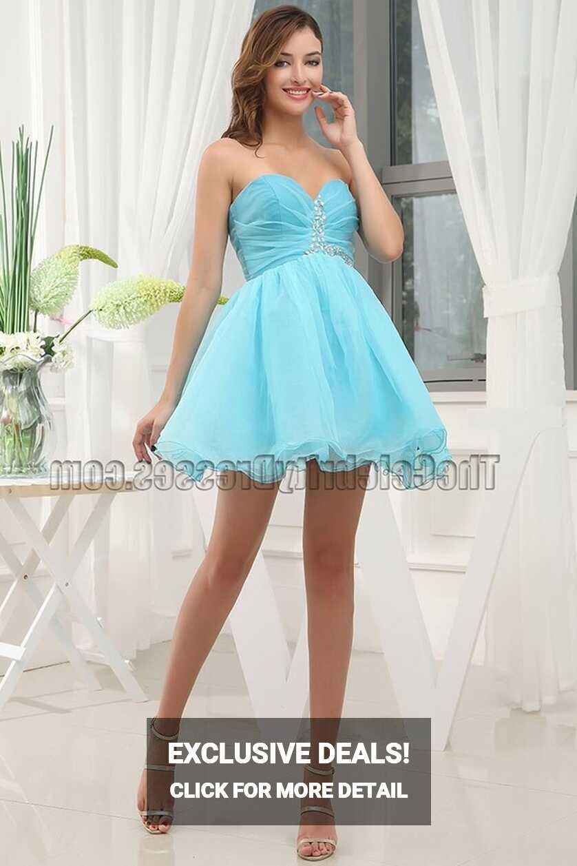 Cute Blue Strapless Short Mini Party Dress Homecoming Dresses ...