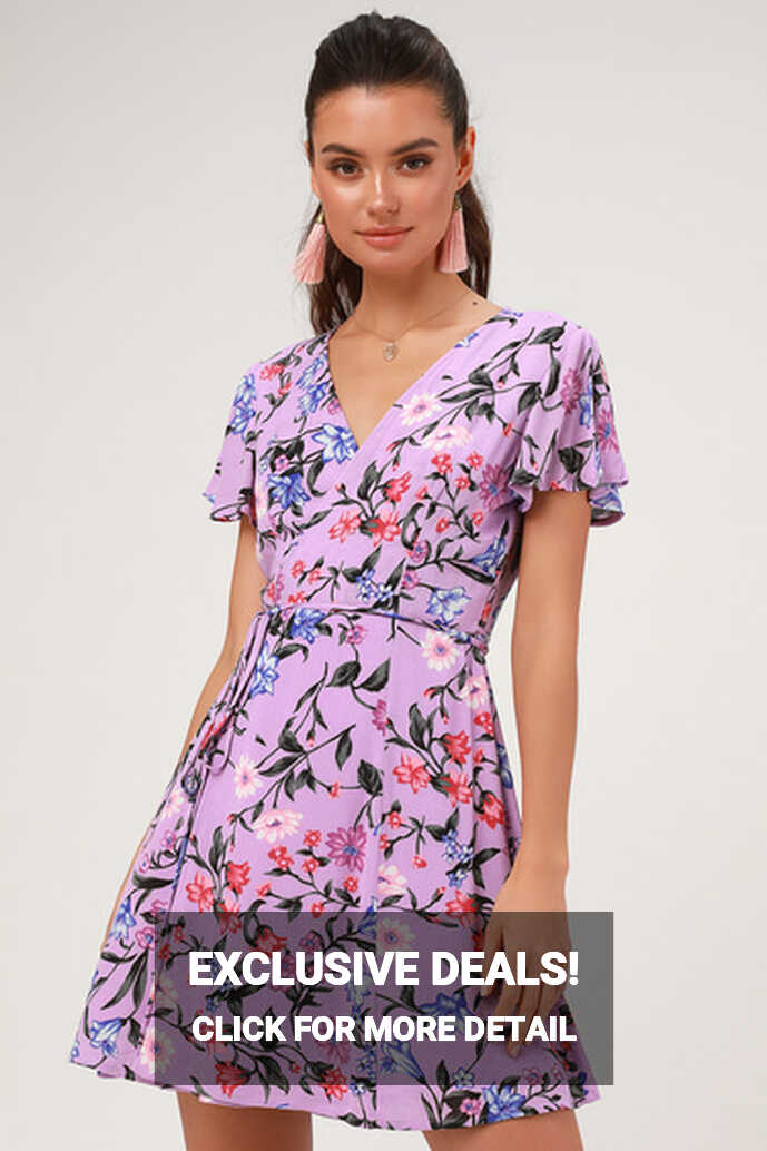 Cute Floral Print Dress - Wrap Dress - Short Sleeve Dress - Lulus