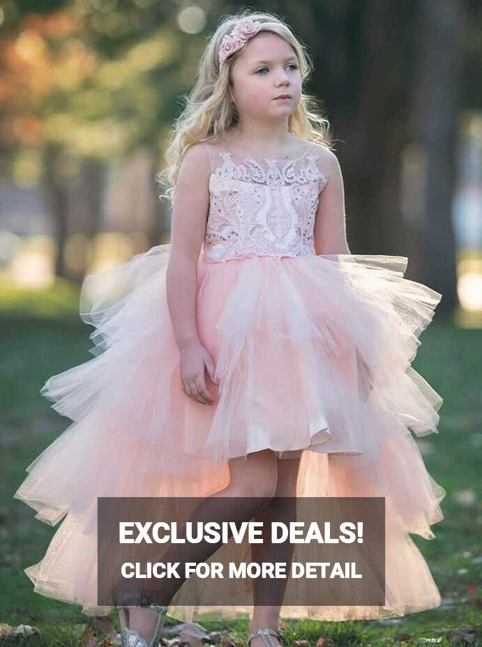 Cute High Low Pink Kids Girls Prom Dress ACH007