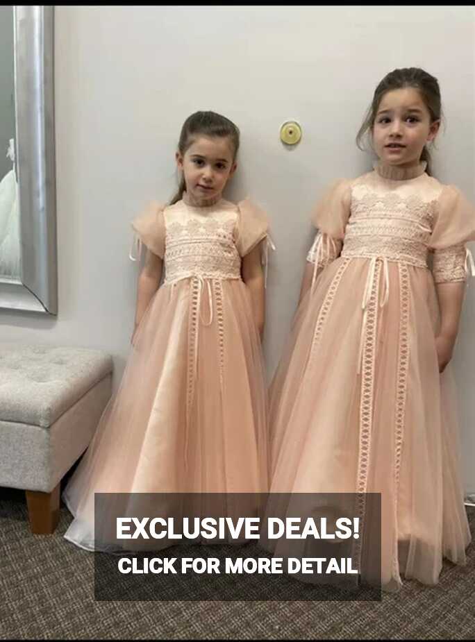 Cute Lace Tulle Flower Girl Dresses For Girls 7-16 Long sleeve O ...