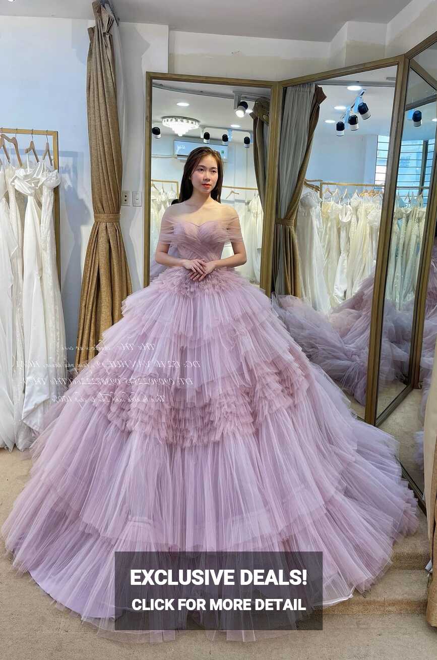 Cute Lavender Princess Wedding Dress With Layered Tulle Skirt Made ...