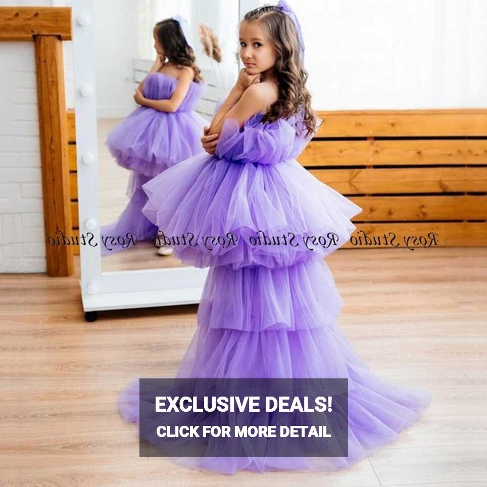 Cute Lilac High Low Flower Girl Dress Puffy Princess First ...