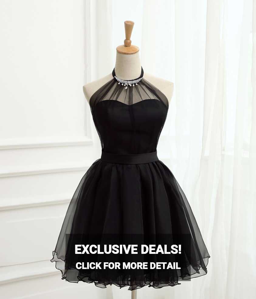 Cute Little Black Short Dresses, Homecoming Dresses, Halter Short ...