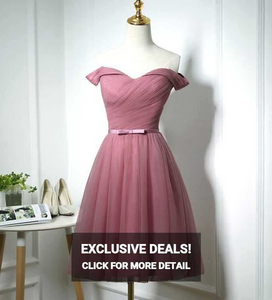 Cute Off Shoulder Sweetheart Tulle Homecoming Dress, Simple Party ...