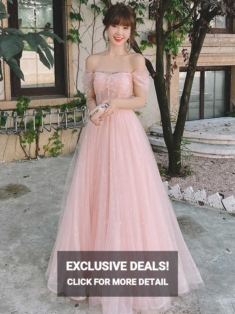 Cute Pink Tulle Simple A-line Party Dress Prom Dress, Pink Formal ...