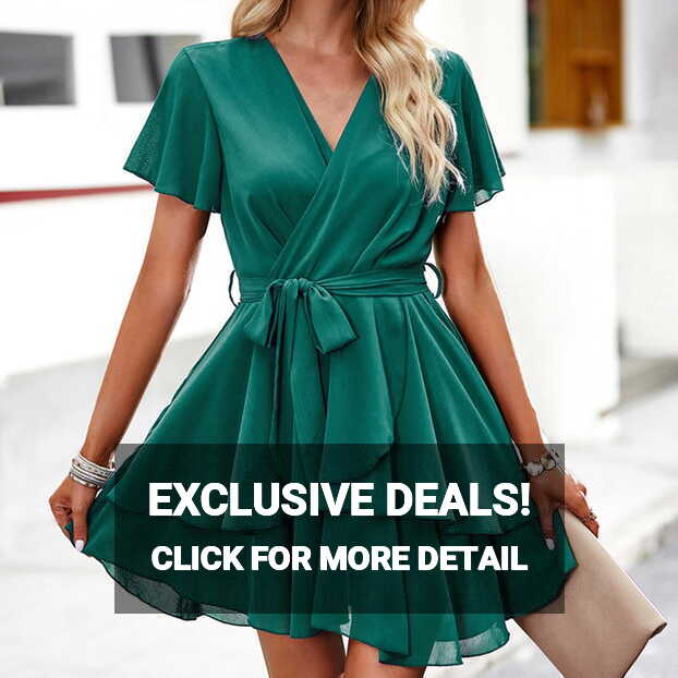 Cute Summer Dress Women Flutter Short Sleeve Ruffle Mini Dresses ...