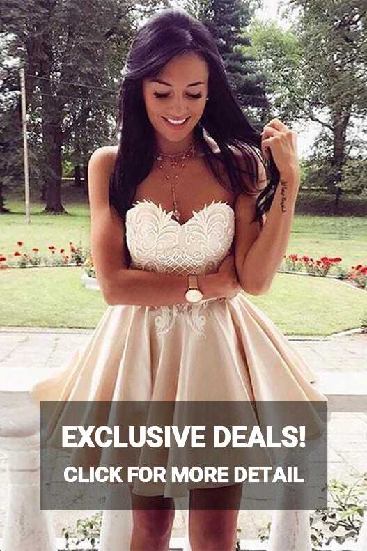 Cute Sweetheart Lace Applique Short Prom Dress Homecoming Dress ...