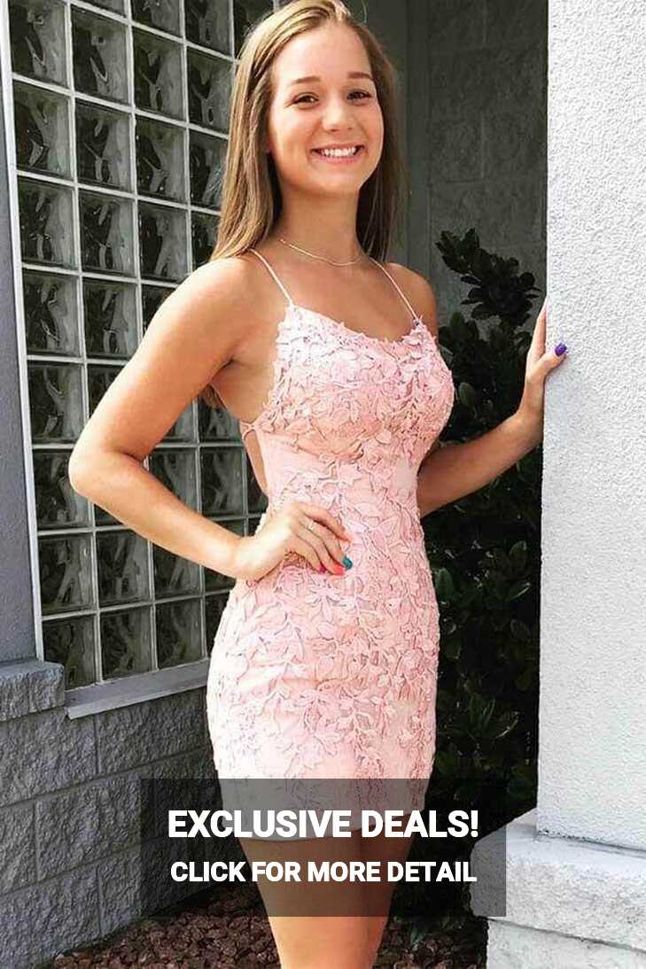 Cute Tight Lace Spaghetti Straps Homecoming Dresses PH388 | Promnova