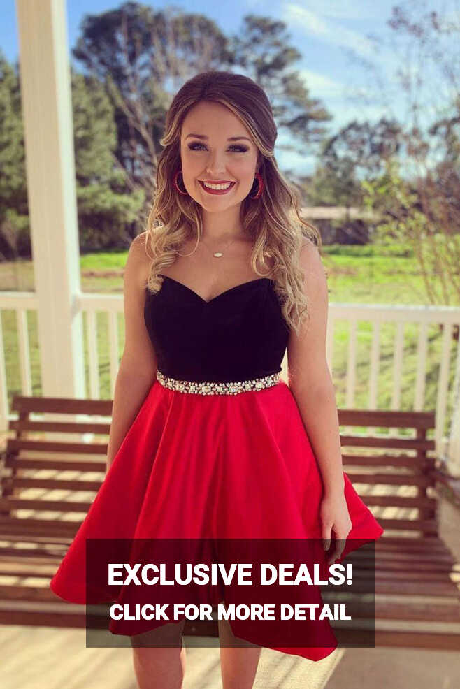 Cute sweetheart red short prom dress, red homecoming dress – shdress