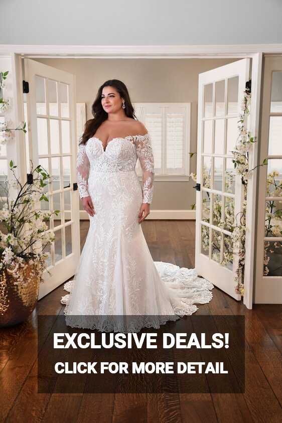 D3315 - Plus Size Fit-and-Flare Wedding Dress with Long Sleeves ...