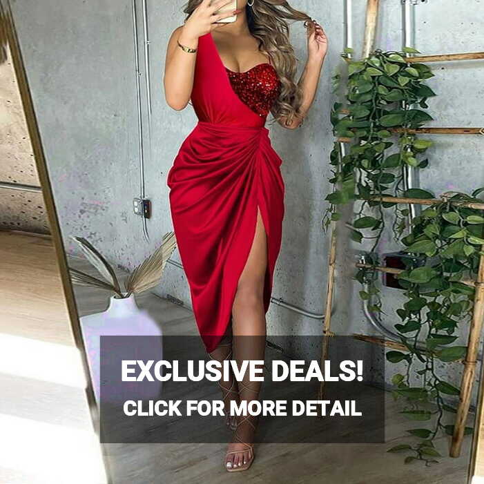 DORKASM Dress Women Elegant Satin Peplum Beaded Sleeveless One ...