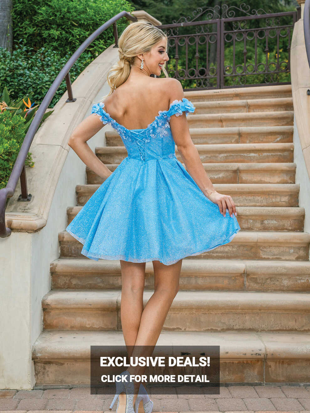 DQ 3254 Size 16 Bahama Blue Plus Size Short Cocktail Dress ...