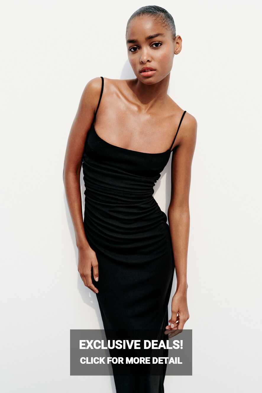 DRAPED MIDI DRESS - Black | ZARA Turkey