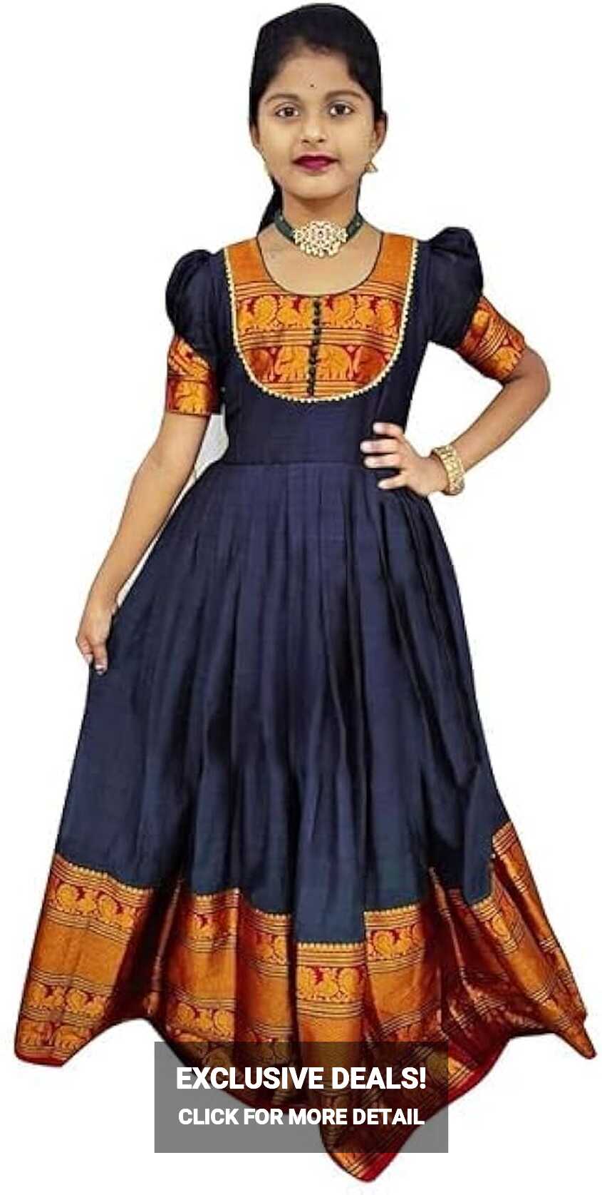 DRIJHA Girl&#39;s Banarasi Silk Model Maxi Long Dress for Girls ...