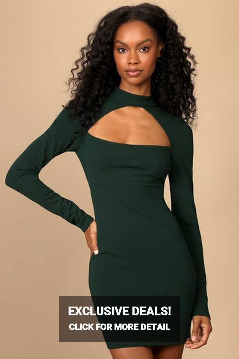 Dark Green Bodycon Dress - Cutout Dress - Backless Bodycon Dress ...