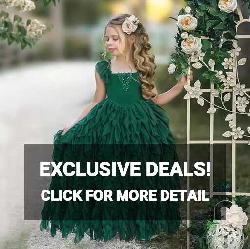 Dark Green Boho Flower Girl Dresses For Wedding Ruffled Bohemian ...