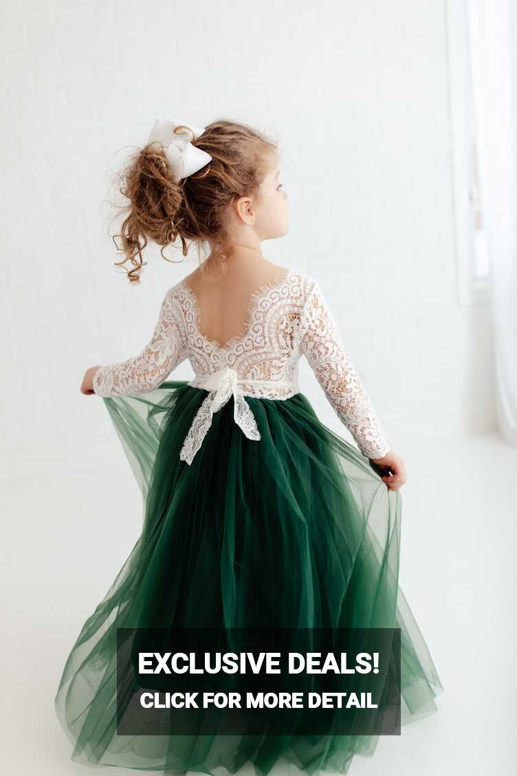 Dark Green Flower Girl Dress - Etsy