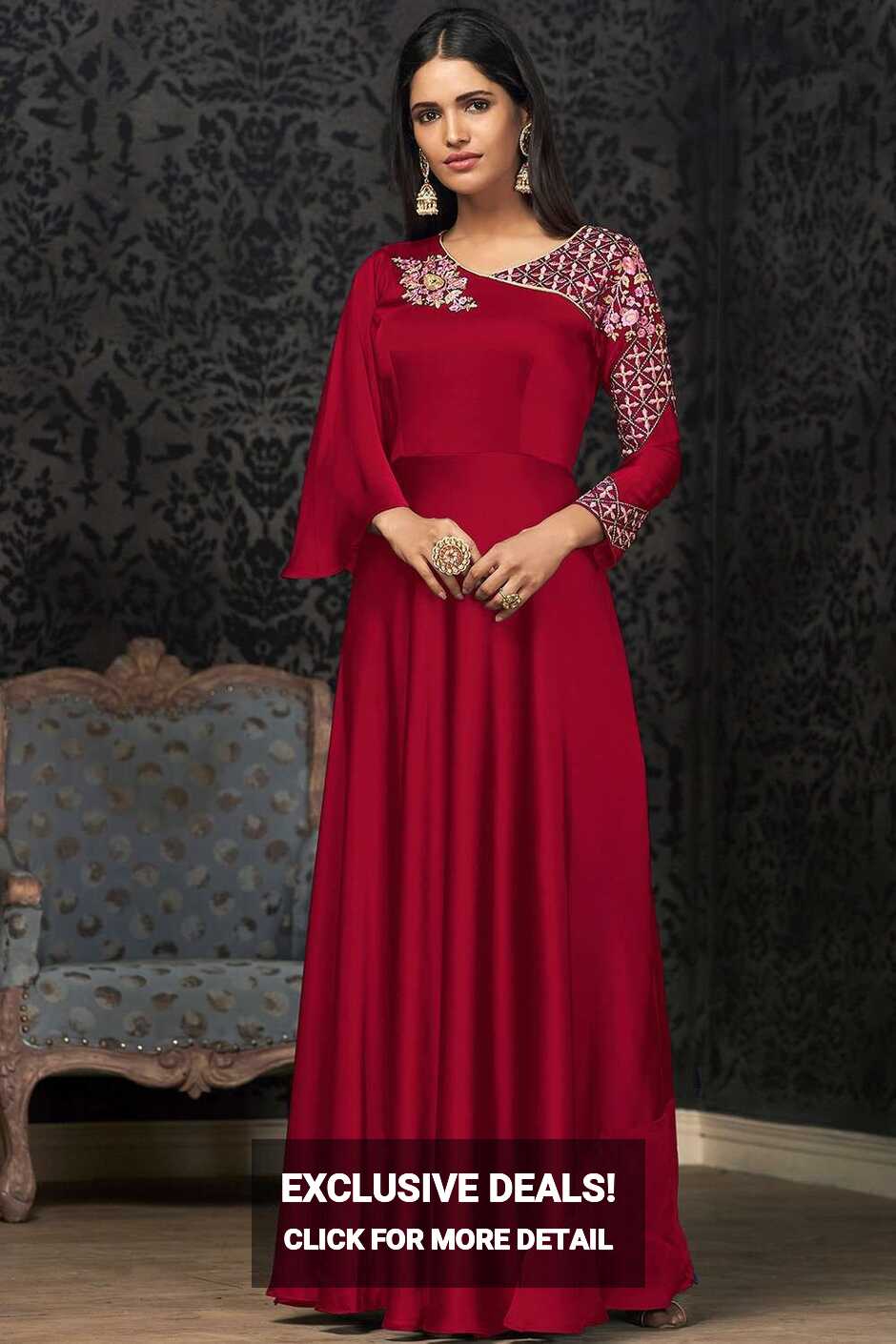 Dark pink Georgette Gown Dress - GWU0050