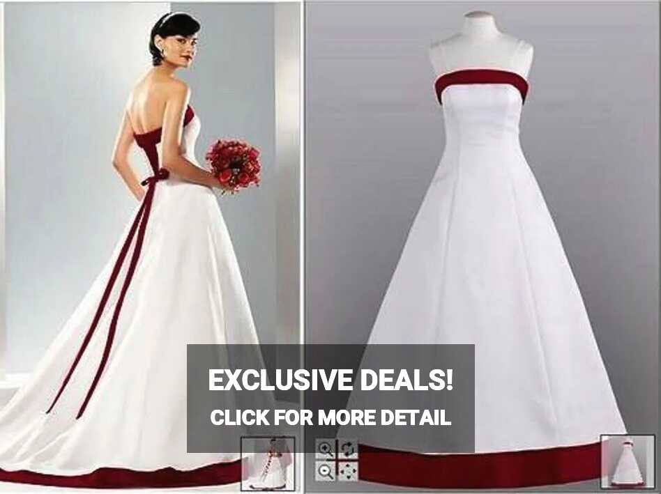 David&#39;s Bridal - Christmas Bride&#39;s Wedding Dress White with Red ...