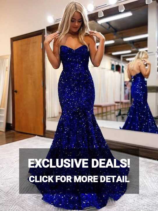 Dazzling Royal Blue Sequin Elegant Mermaid Prom Dress - Lunss