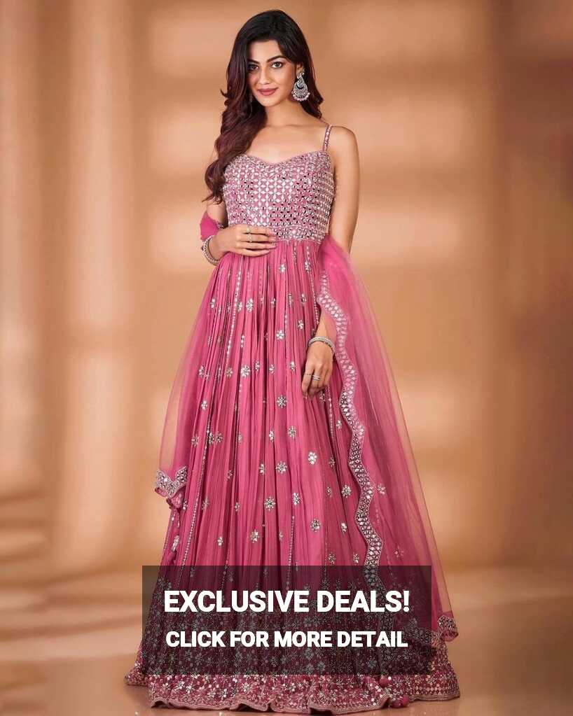 Designer Party Wear Pink Indian Gown - Evilato Online Shopping