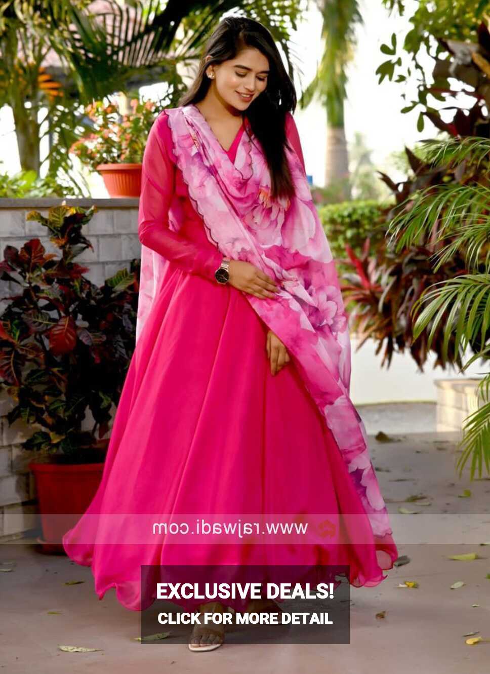 Designer Pink Gown In Silk