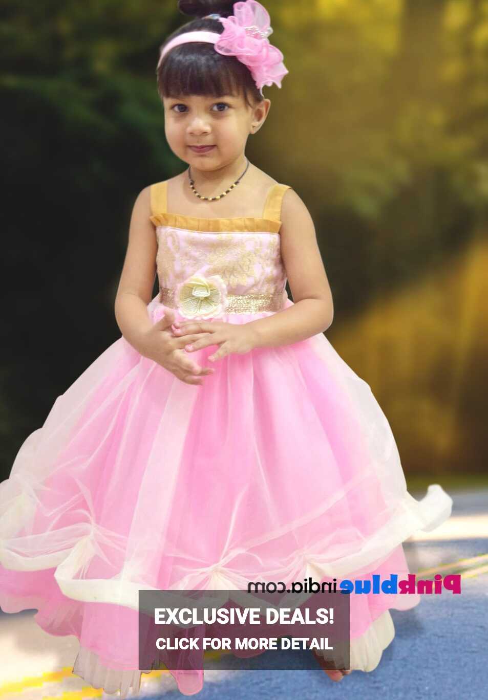 Designer Pink Sleeveless Curtain Style Wedding Gown for Children ...