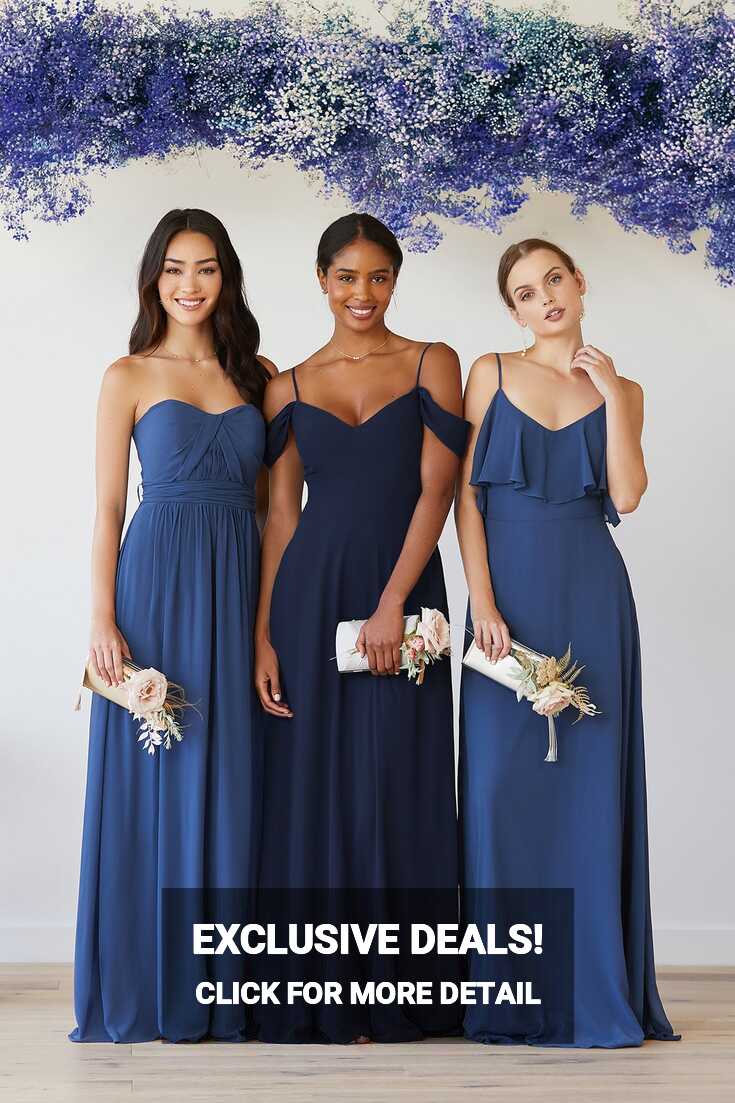 Devin Convertible Chiffon Bridesmaid Dress in Navy | Birdy Grey