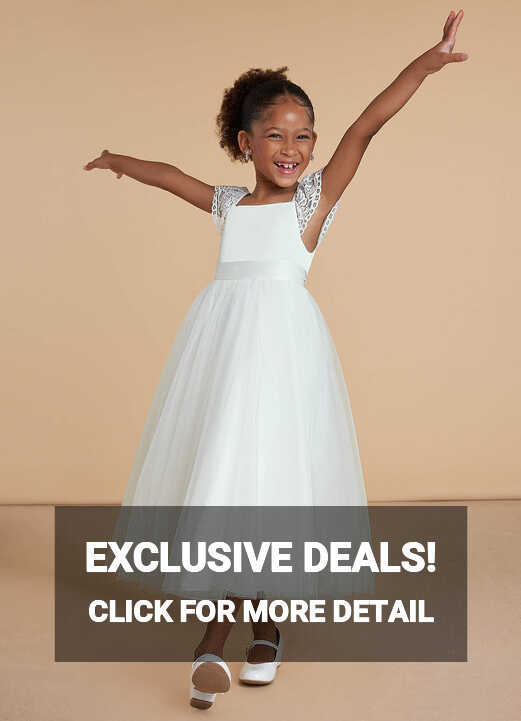 Diamond White Azazie Little Diamond White A-Line Lace Tulle Dress ...