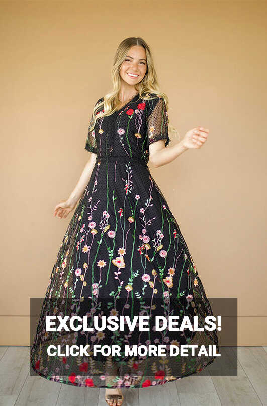 Diana Embroidered Black Floral Dress - DM Exclusive – DM Fashion