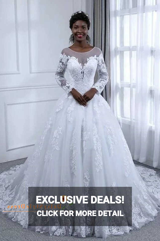 Discount Modest Long Sleeve Lace White Wedding Dress – daisystyledress