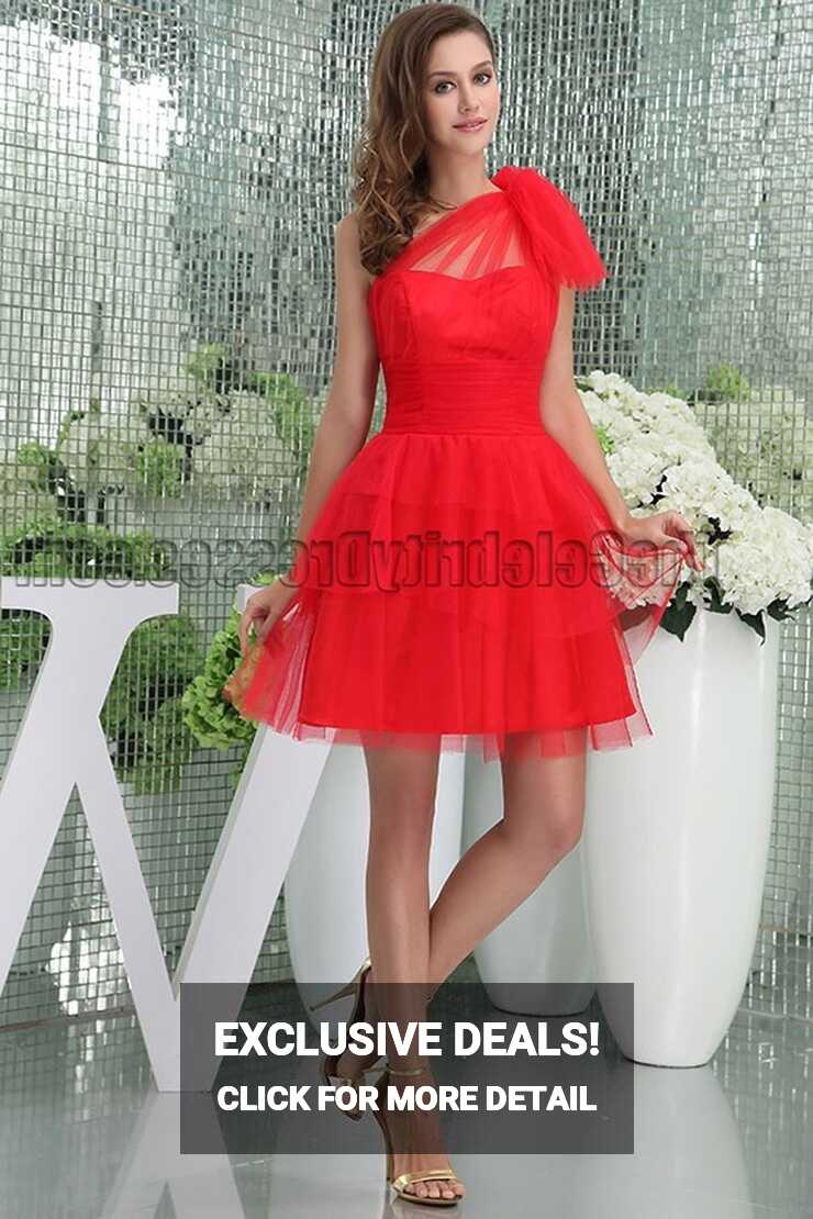 Discount Short Red One Shoulder Party Graduation Cocktail Dress ...