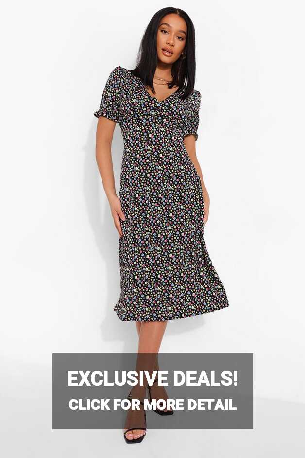 Ditsy Floral Short Sleeve Midi Dress