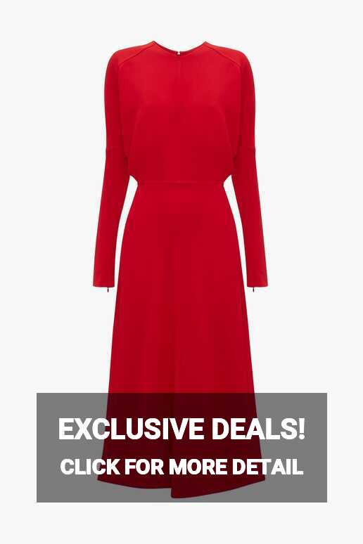 Dolman Midi Dress In Red – Victoria Beckham